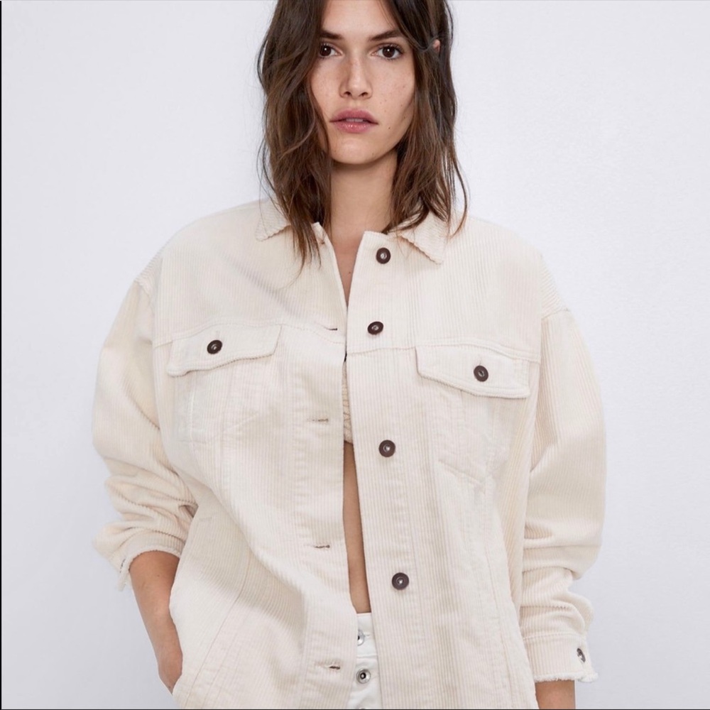 ZARA CORDUROY OVER-SHIRT SHACKET WITH POCKETS